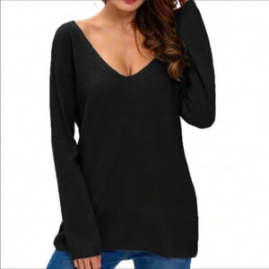 NEW BLACK WOMENS SWEATER TOP SHIRT WINTER CASUAL DRESSY SIZE S